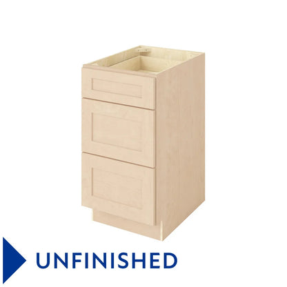 Hardware Resources: 18" Three Drawer Base - Unfinished