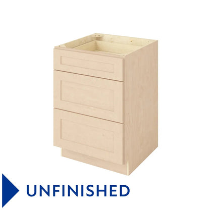 Hardware Resources: 24" Three Drawer Base - Unfinished