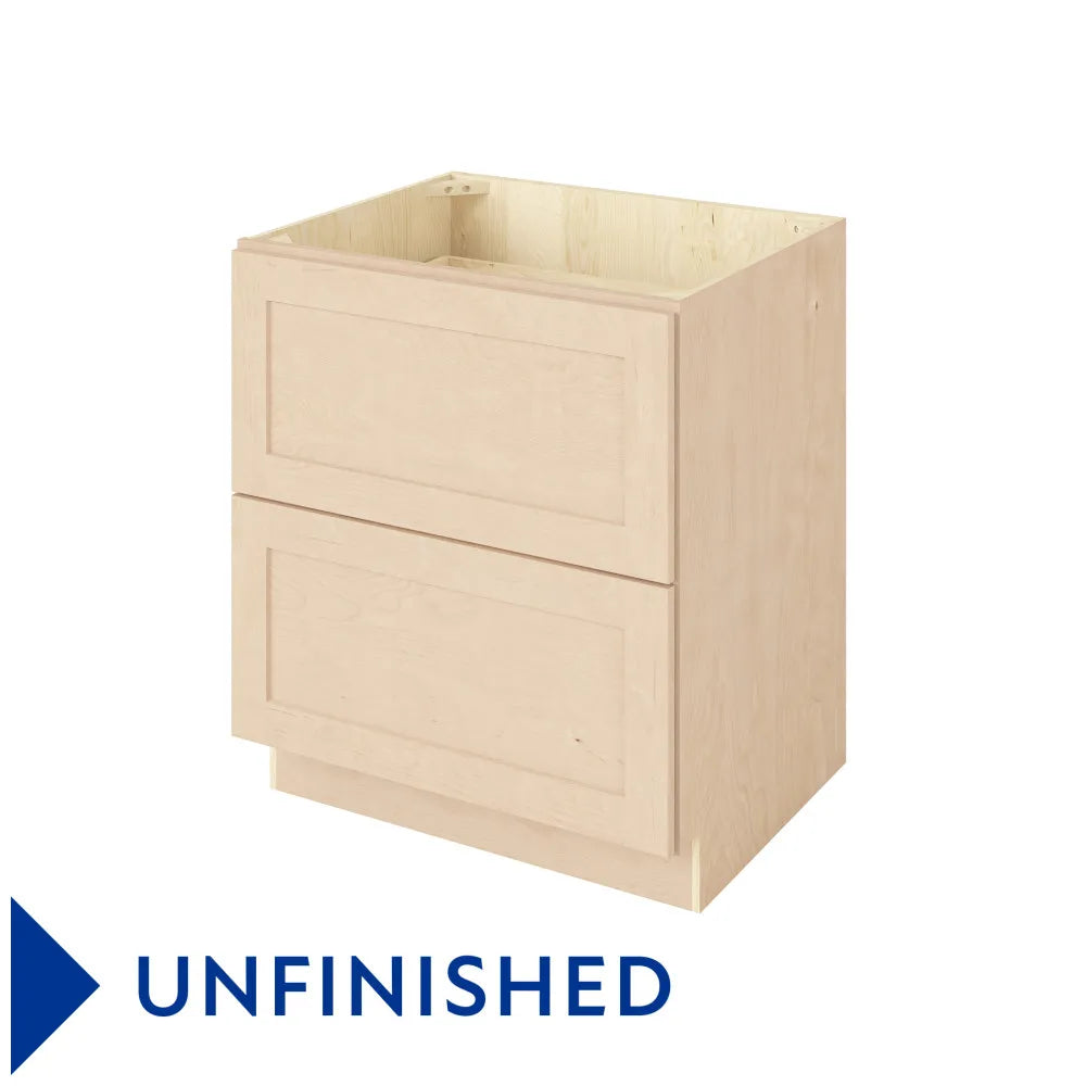 Hardware Resources: 30" Two Drawer Base - Unfinished
