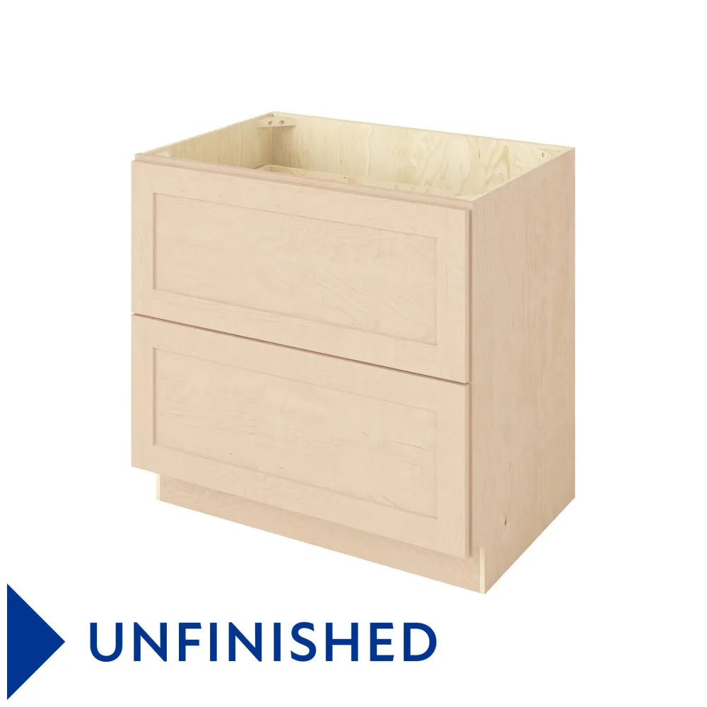 Hardware Resources: 36" Two Drawer Base - Unfinished