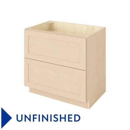 Hardware Resources: 36" Two Drawer Base - Unfinished