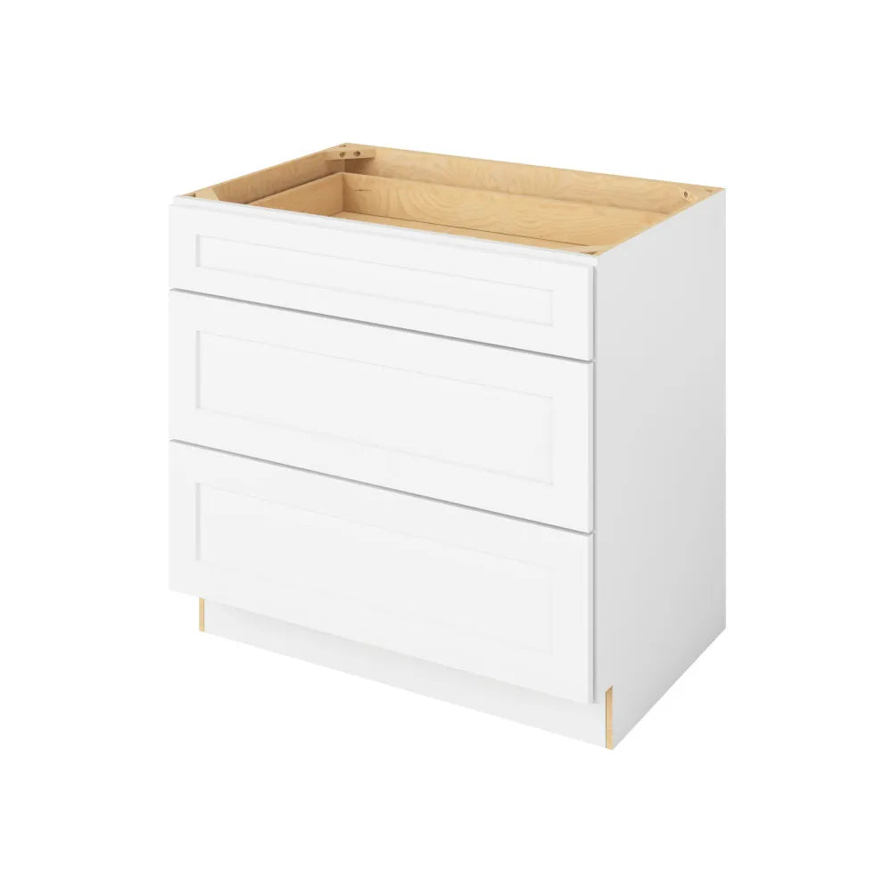 Hardware Resources: 36" Three Drawer Base - Polar White