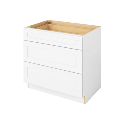 Hardware Resources: 36" Three Drawer Base - Polar White