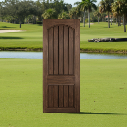 SLAB: Fiberglass WG Texture 2-Panel Arch Plank Raised DRA2A (unfinished)