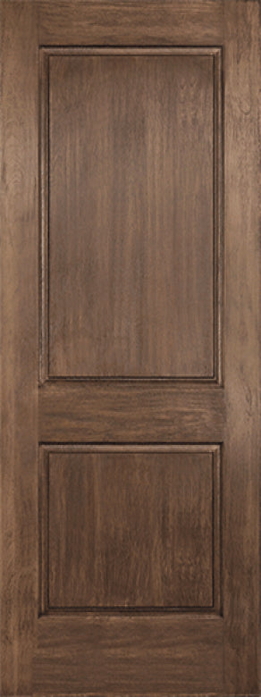SLAB: Fiberglass Rustic Woodgrain 2-Panel Squaretop Raised HVHZ-Impact DRA2BI (unfinished)