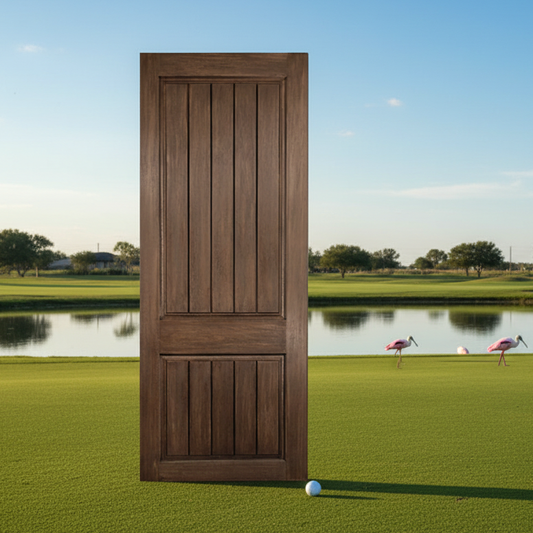 SLAB: Fiberglass WG Texture 2-Panel Square Plank Raised DRA2P80 (unfinished)