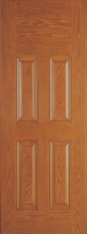 SLAB: Fiberglass Oak Woodgrain 4-Panel Blanktop Raised HVHZ-Impact DRG40I (unfinished)