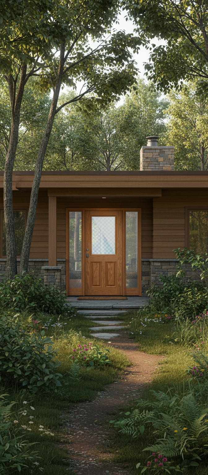 PlastPro Oak Series DRG60 (unfinished) Half-Lite w/22"x36" Clear Glass insert over 2 Panel Raised Panel - FL#17347