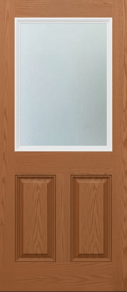 PlastPro Oak Series DRG60 (Unfinished) Half-Lite w/Frosted Glass Insert over 2 Panel Raised - FL#17347