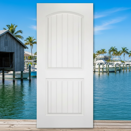 SLAB: Fiberglass Smooth 2-Panel Radius Planked Raised HVHZ-Impact DRS2GI (unfinished)