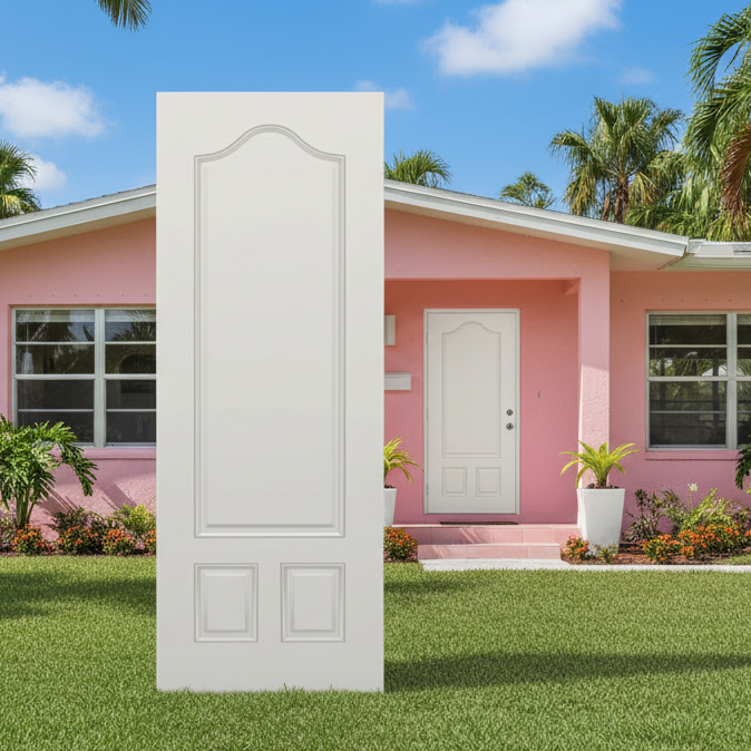 SLAB: Fiberglass Smooth 3-Panel Arch Panel Raised Over 2-Panel DRS3080 (unfinished)