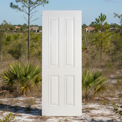 SLAB: Fiberglass Smooth True 4-Panel Raised HVHZ-Impact DRS40I (unfinished)