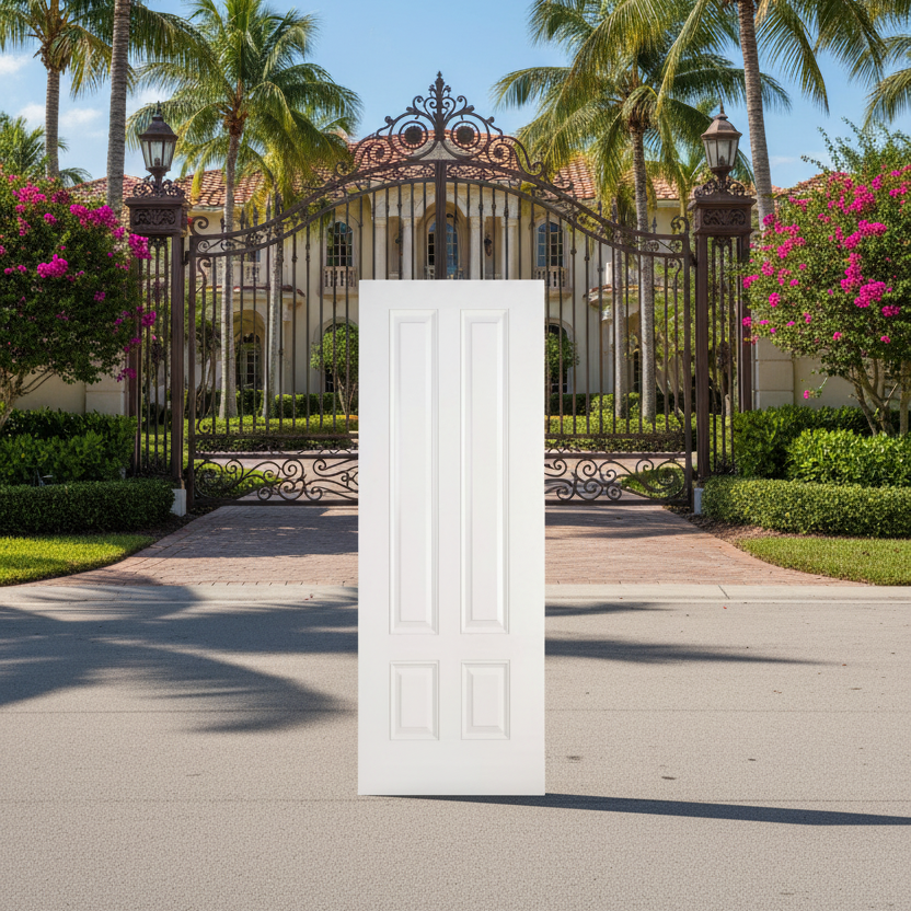 SLAB: Fiberglass Smooth 4-Panel Raised HVHZ-Impact DRS49I (unfinished)