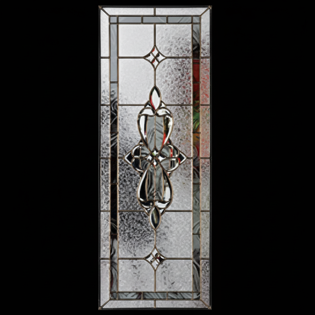 Door Glass Insert: Embassy Decorative Glass with Zinc Caming Impact Rated