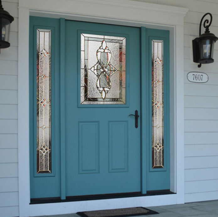 Door Glass Insert: Embassy Decorative Glass with Zinc Caming Impact Rated