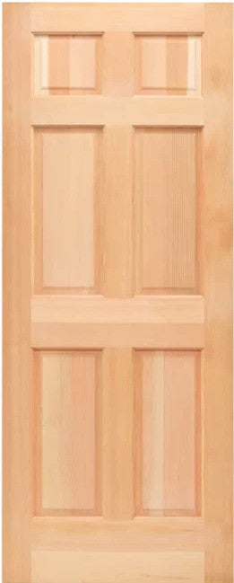 Slab:Fir 6-Panel Raised Exterior Wood Door Unfinished