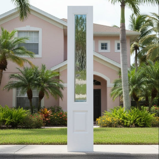 SLAB: Nova-90 Sidelite Fiberglass Smooth 1-lite 3/4-lite over 1-Panel direct glazed Flemish glass non-Impact (unfinished)