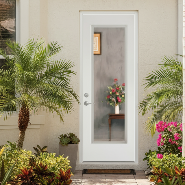 Showing a Full light Clear Glass Entry Door 