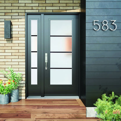 Door Glass Insert: Pure Texture Decorative Glass Non Impact Flat-Frame