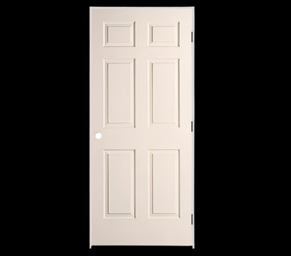 PreHung: Colonist 6/8(80") Primed Moulded Textured 6-Panel Hollow Core Slab 1 3/8"