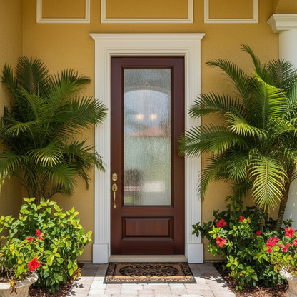 Door Glass Insert: Rain Textured Non Impact Flat-Frame