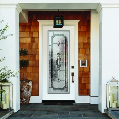 Door Glass Insert: Royal Decorative Glass with Zinc Caming Impact Rated