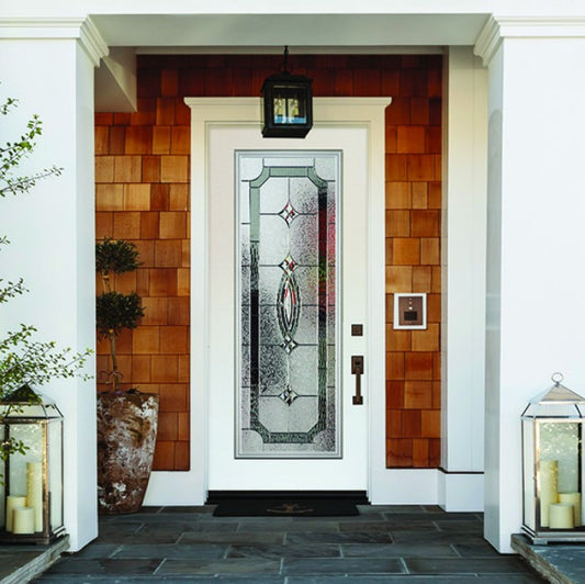 Door Glass Insert: Royal Decorative Glass Zinc Caming Non Impact Flat-Frame