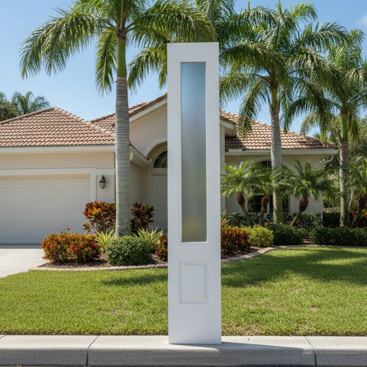 SLAB: Nova-90 Sidelite Fiberglass Smooth 1-lite 3/4-lite over 1-Panel direct glazed Translucent Low-E glass HVHZ-Impact (unfinished)