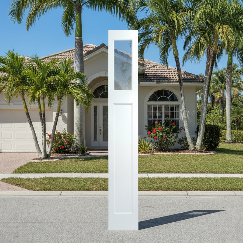 SLAB: Fiberglass Smooth Sidelite 1-Lite Craftsman Direct Glaze over 1-Panel Shaker SLS3C/SLS3C80 (unfinished)