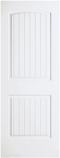 Slab: SanteFe Primed Molded 2-Panel Roundtop Planked Smooth Solid Core Slab 1 3/8"