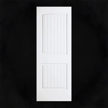 Slab: SanteFe Primed Molded 2-Panel Squaretop Planked Raised Smooth Solid Core Slab 1 3/4" 20min Fire Rated
