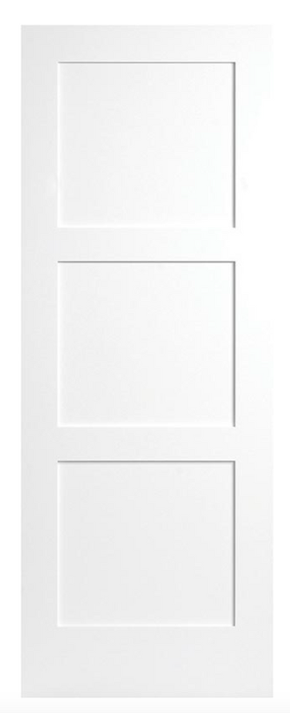 PreHung:Birkdale Primed Moulded Smooth 3-Panel Equal Birkdale Hollow Core Slab 1 3/8"