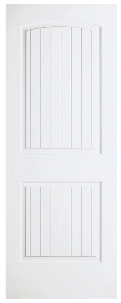 Slab: SanteFe Primed Molded 2-Panel Squaretop Planked Raised Smooth Solid Core Slab 1 3/4" 20min Fire Rated
