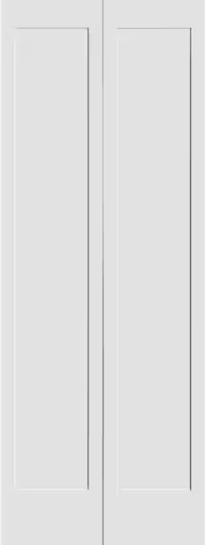 BiFold: Primed MDF 1 Panel Shaker Primed 4020 Bifold Door w/Hardware