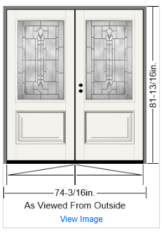 Pre-Hung Fiberglass Classic Craft Mahogany w/ Lucerna Glass and Black Nickel Caming ThermaTru Unfinished Jamb