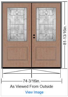 Pre-Hung Fiberglass Classic Craft Mahogany w/ Lucerna Glass and Black Nickel Caming ThermaTru Unfinished Jamb