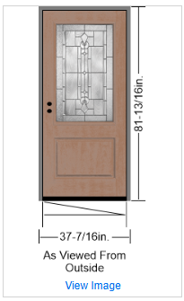 Pre-Hung Fiberglass Classic Craft Mahogany w/ Lucerna Glass and Black Nickel Caming ThermaTru Unfinished Jamb