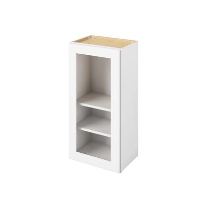 Hardware Resources: 18" x 36" Wall Cabinet with Glass Door and Matching Interior, 1 Door, 2 Shelves - Polar White