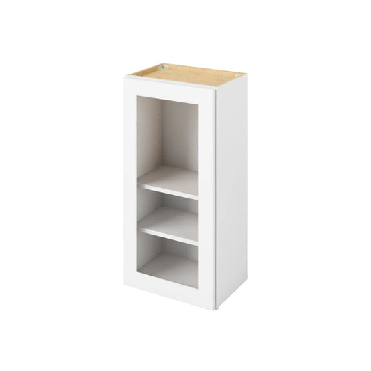Hardware Resources: 18" x 36" Wall Cabinet with Glass Door and Matching Interior, 1 Door, 2 Shelves - Polar White