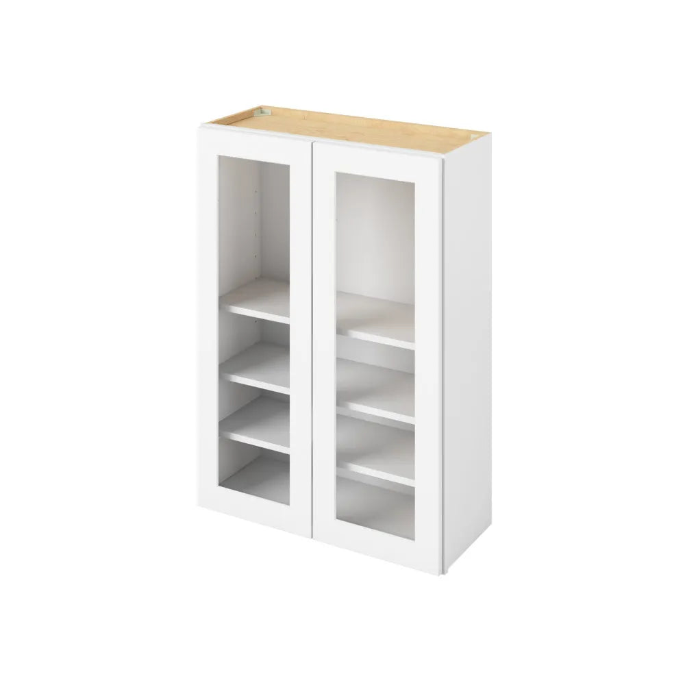Hardware Resources: 30" x 42" Wall Cabinet with Glass Door and Matching Interior, 2 Doors, 3 Shelves - Polar White