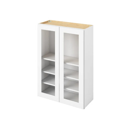 Hardware Resources: 30" x 42" Wall Cabinet with Glass Door and Matching Interior, 2 Doors, 3 Shelves - Polar White