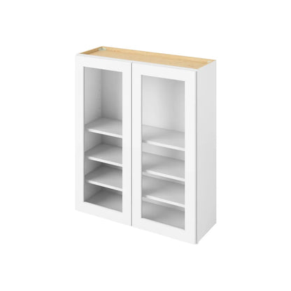 Hardware Resources: 36" x 42" Wall Cabinet with Glass Door and Matching Interior, 2 Doors, 3 Shelves - Polar White