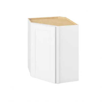 Hardware Resources: 24" x 30" Wall Diagonal Cabinet with Glass Door and Matching Interior, 1 Door, 2 Shelves - Polar White