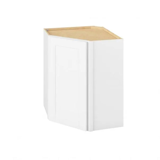Hardware Resources: 24" x 30" Wall Diagonal Cabinet with Glass Door and Matching Interior, 1 Door, 2 Shelves - Polar White