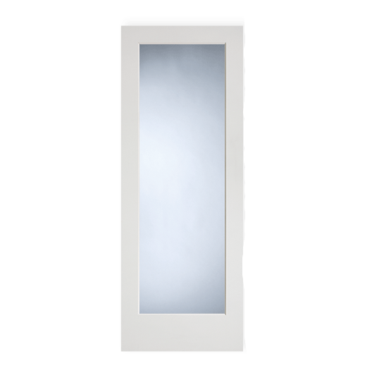 Single Pre-Hung: Primed MDF Smooth 1-Lite French Door - Clear Glass Ovolo Sticking Hung on a Primed Finger Joint Flat Jamb