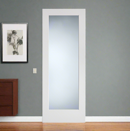 Single Pre-Hung: Primed MDF Smooth 1-Lite French Door - Clear Glass Ovolo Sticking Hung on a Primed Finger Joint Flat Jamb