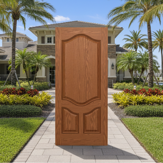 SLAB: Fiberglass Oak WG Texture 3/4 Oval over 2-Panel Architectural No Cutout DRG3P (unfinished)