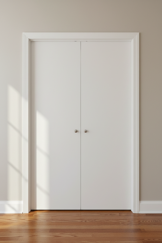 Double PreHung: Flush 6/8(80") Primed Hardboard Smooth Flush Solid Core Slab 1 3/8" w/t-astragal