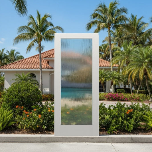 SLAB: Nova-90 Fiberglass Smooth 1-lite full-lite direct glazed Chord glass HVHZ-Impact (unfinished)