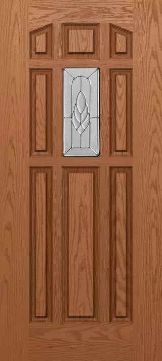 SLAB: Fiberglass Oak WG Texture 9-Panel Raised Roundtop DRG90 (unfinished)
